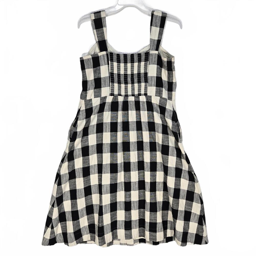 Rachel Roy XXL Black White Gingham Cotton Midi Dress Button Front Pockets - Picture 2 of 9
